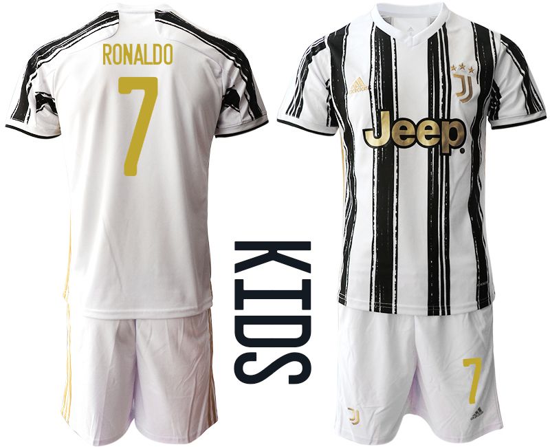 Youth 2020-2021 club Juventus home #7 white Soccer Jerseys